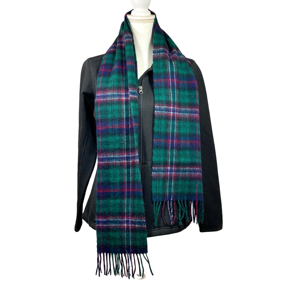 Clans of Scotland Scarf, Green, Black Plaid 100% Lambswool Kennedy Colour